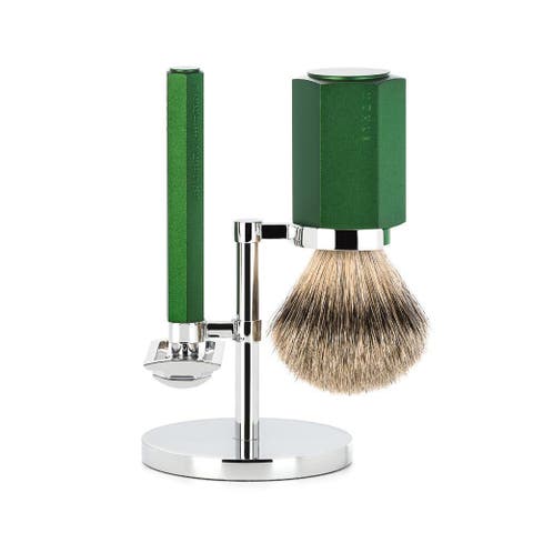 Hexagon Forest 3-Piece Silvertip Badger Shaving Set