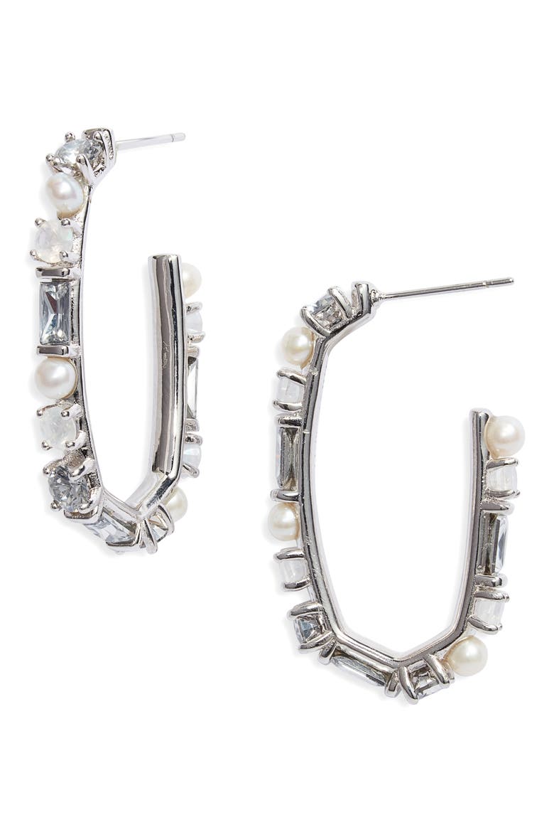 Madelyn Hoop Earrings, Main, color, WHITE MIX