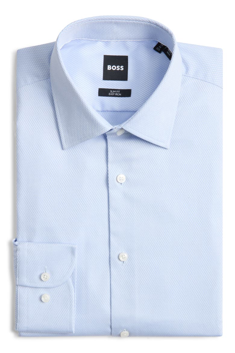 Hank Slim Fit Easy Iron Micro Pattern Dress Shirt, Alternate, color, LIGHT/ PASTEL BLUE