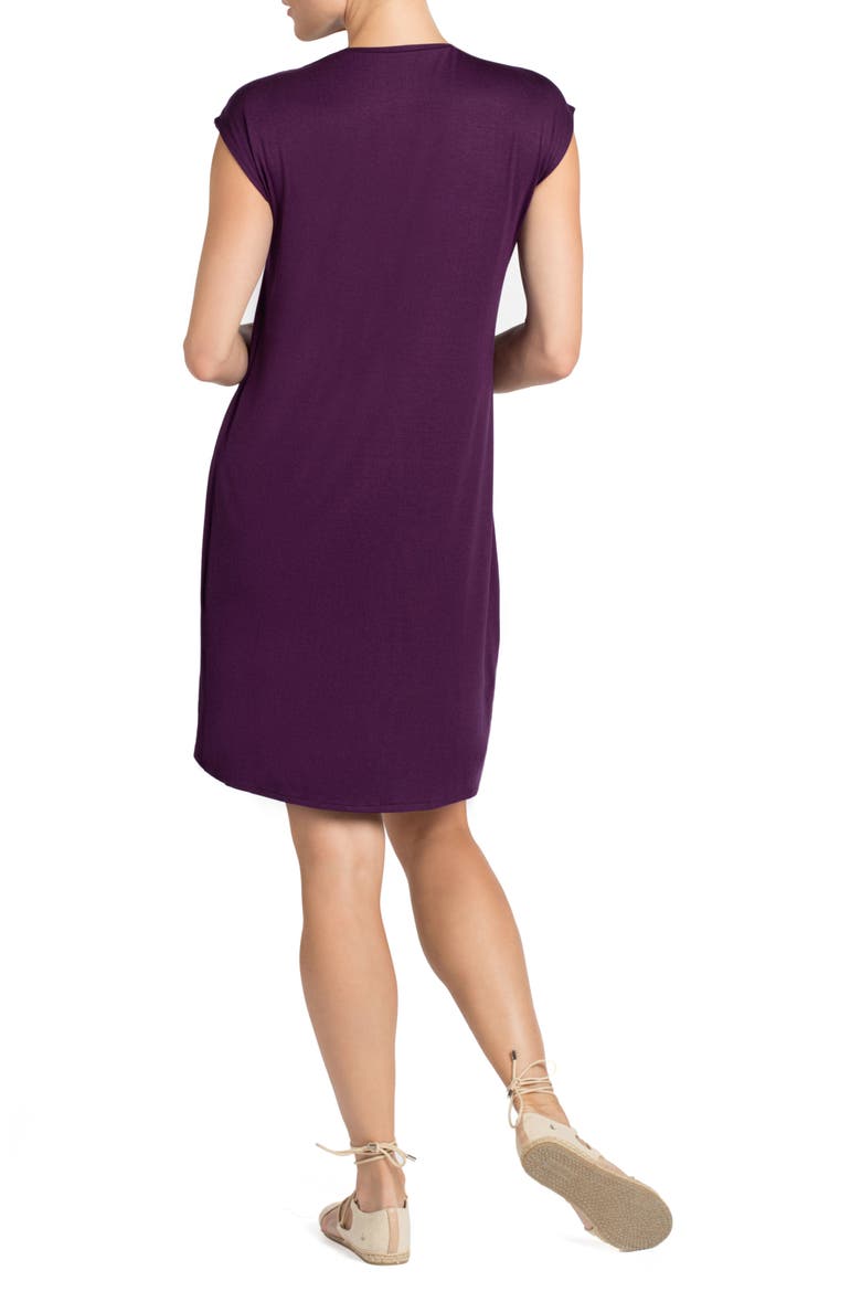 Lille Layered Maternity/Nursing Sheath Dress, Alternate, color, EGGPLANT/ DARK MINT CONTRAST