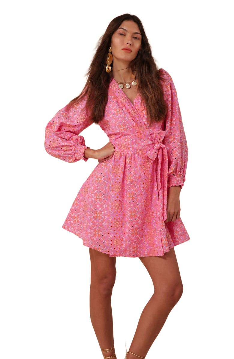 Hale Bob Kehlani Eyelet Wrap Dress, Alternate, color, 