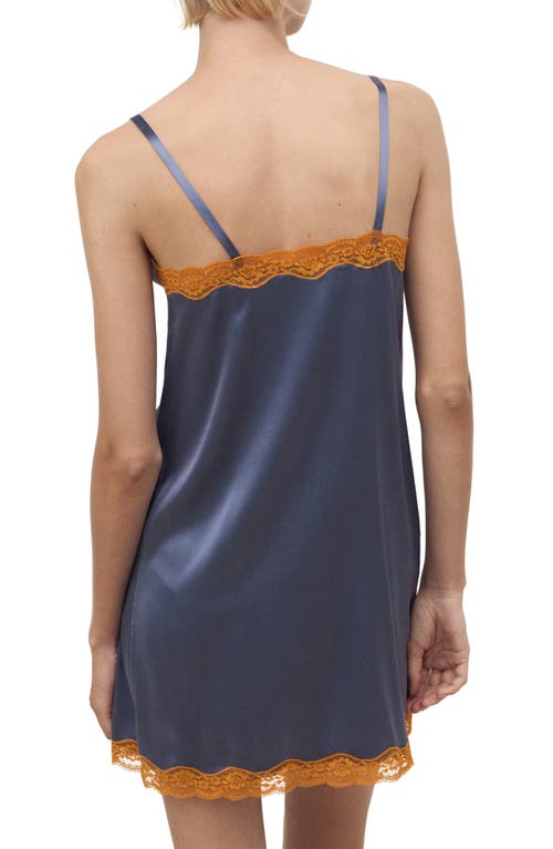 Mango Lace Trim Stretch Silk Nightgown In Multi