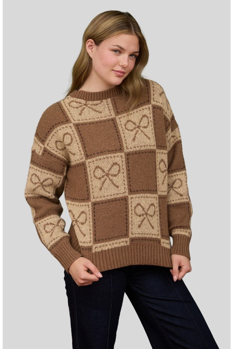 Bow Sweater, Alternate, color, BROWN