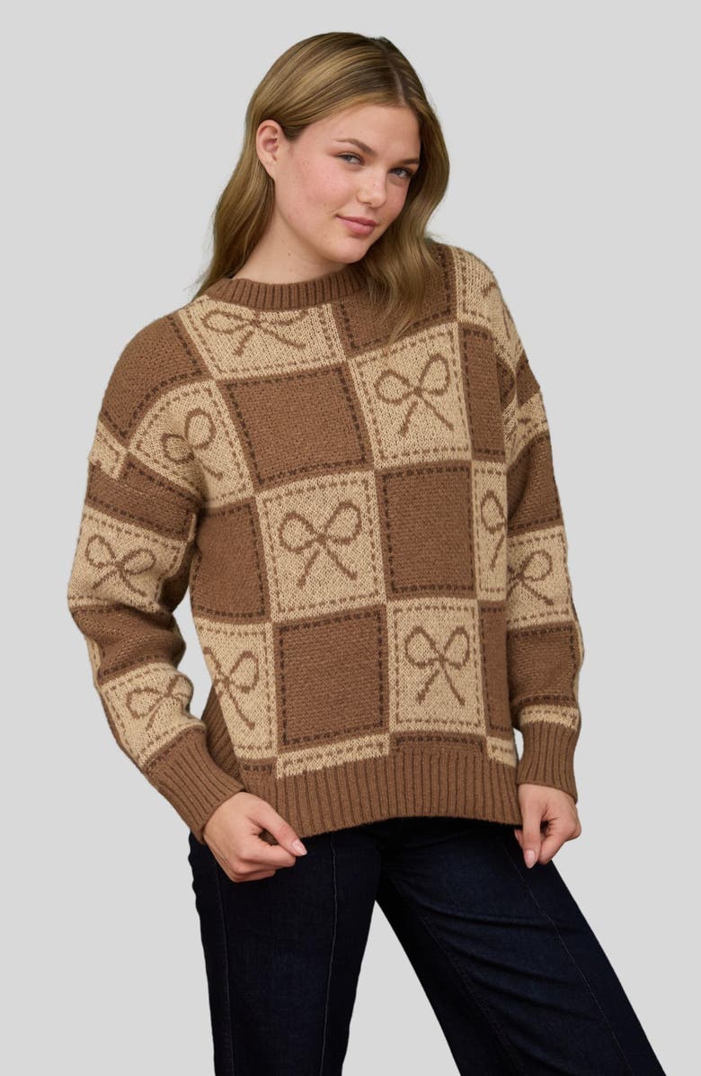 Blu Pepper Bow Sweater, Alternate, color, Brown