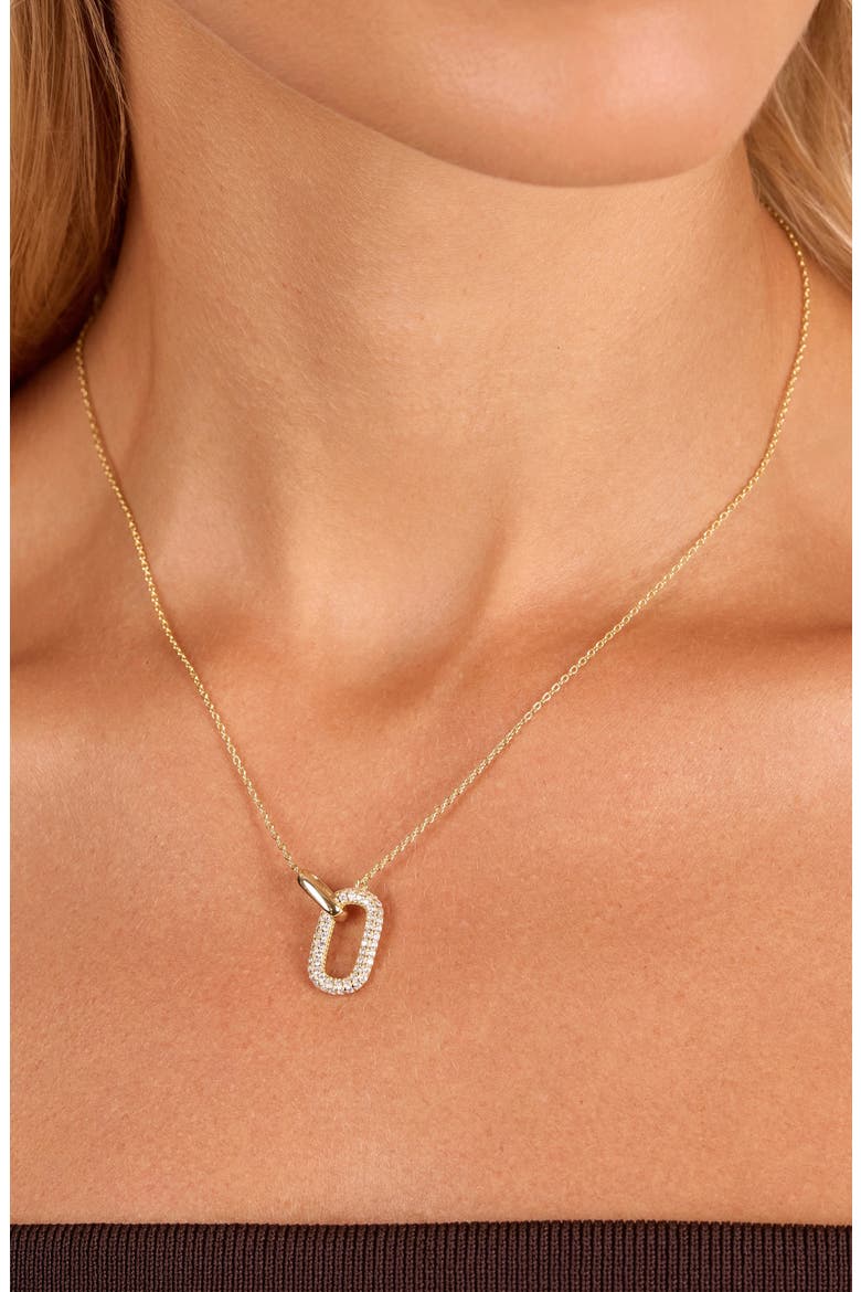 Pavé Interlock Oval Pendant Necklace, Alternate, color, GOLD