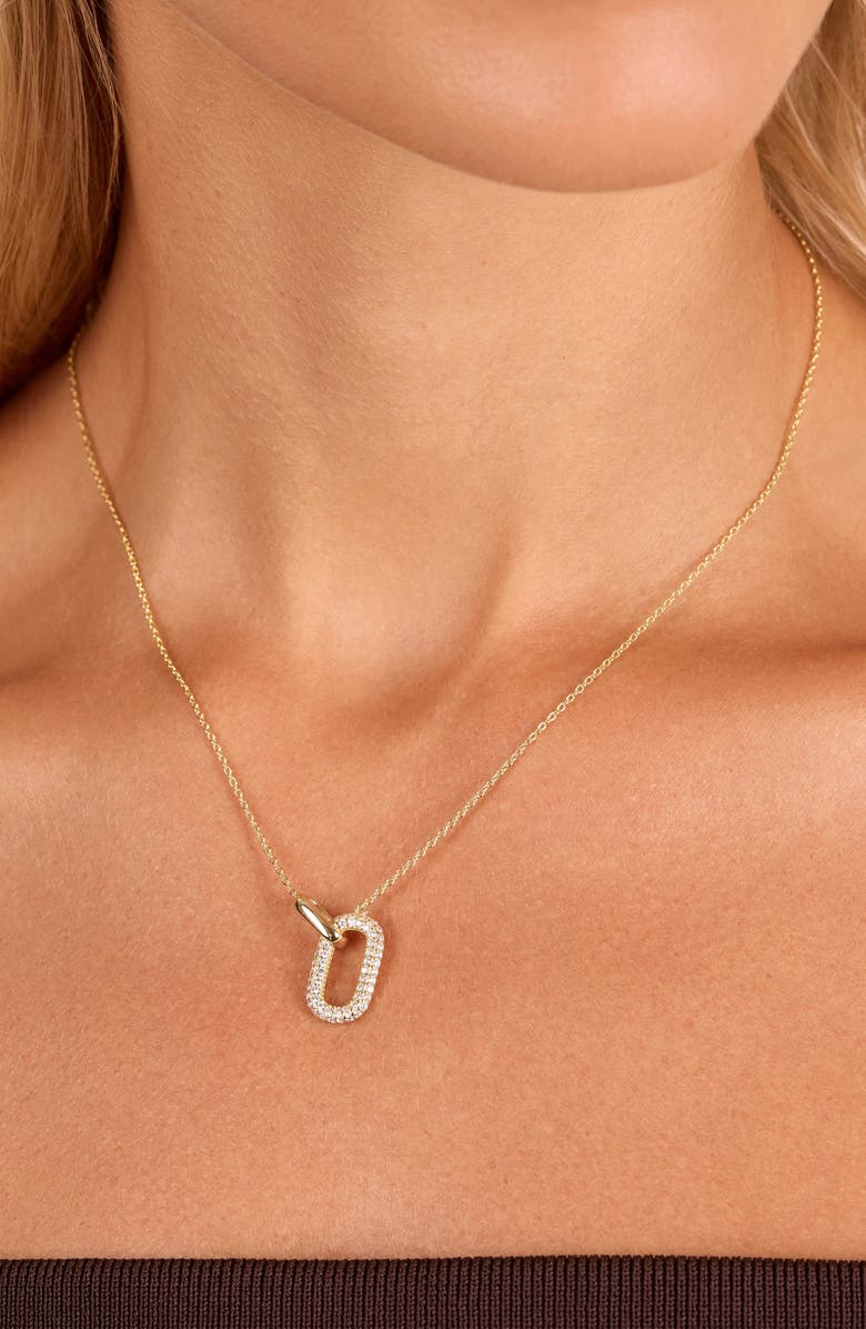 ATHRA LUXE Pavé Interlock Oval Pendant Necklace, Alternate, color, Gold
