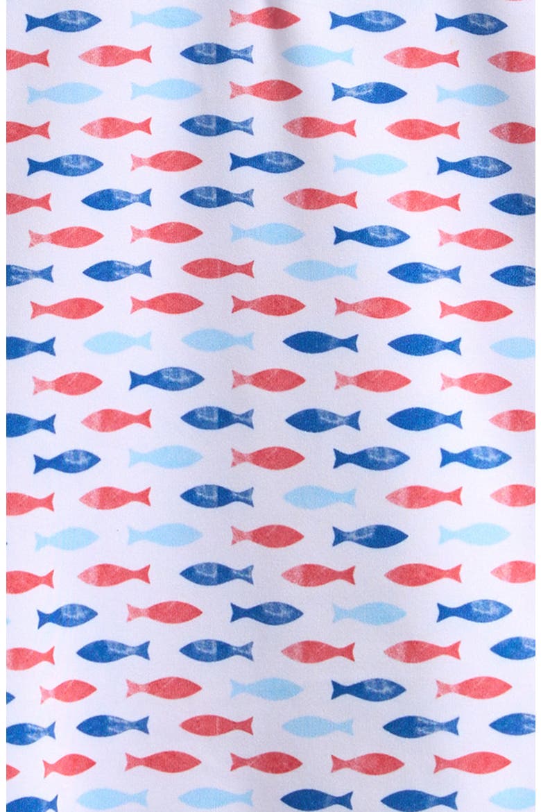 Kids' Fish Print Polo, Alternate, color, WHITE