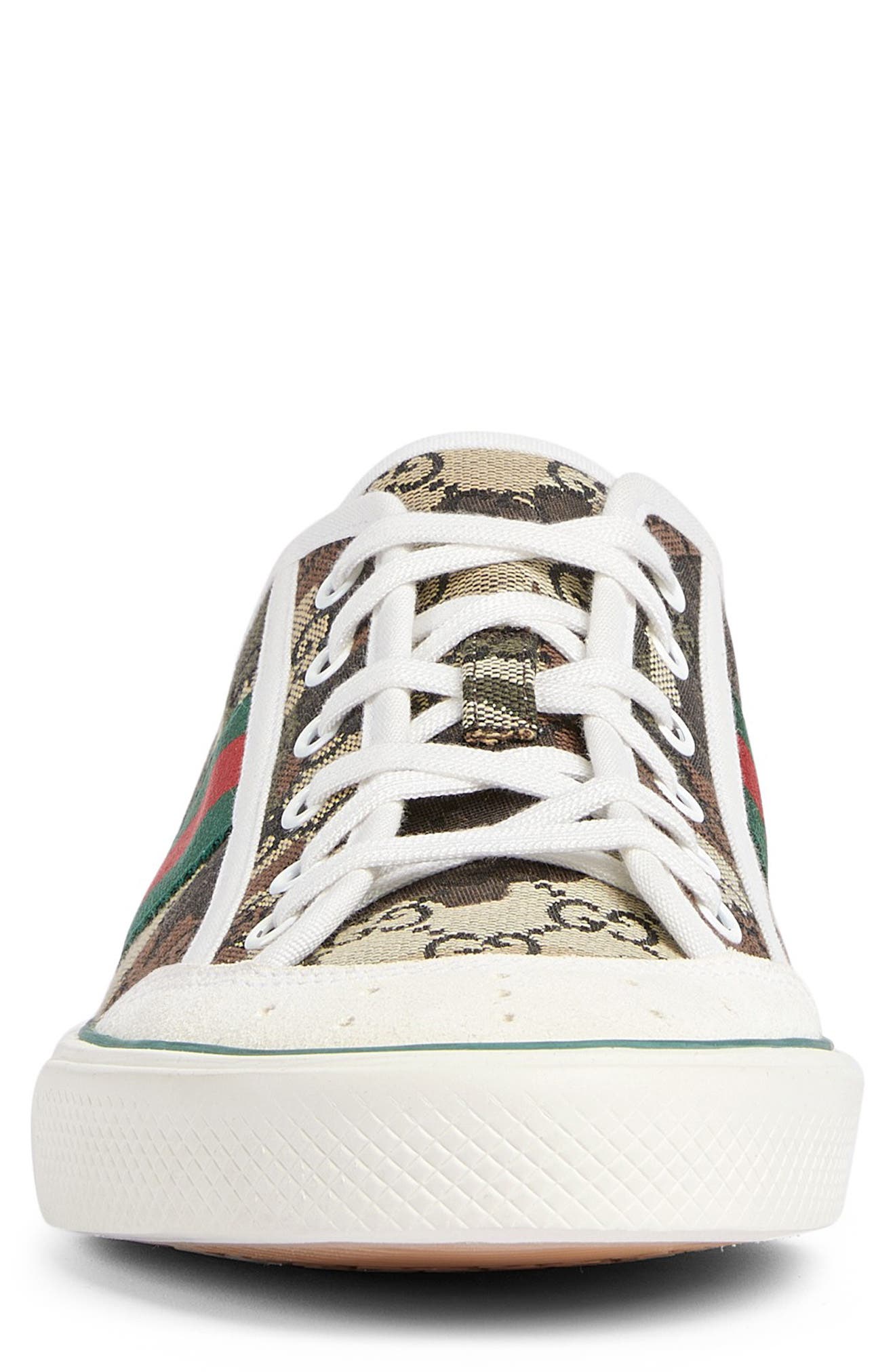 Gucci Tennis 77 Low Top Sneaker, Alternate, color, Beige/ Green Multi