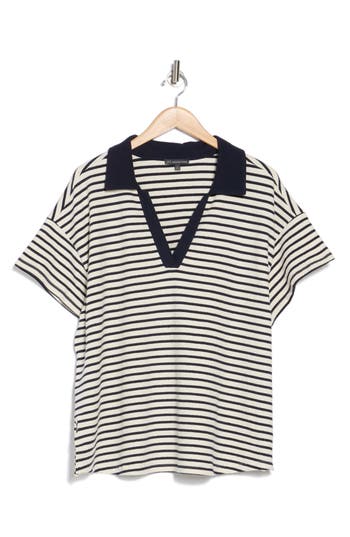 ADRIANNA PAPELL ADRIANNA PAPELL STRIPED KNIT POLO
