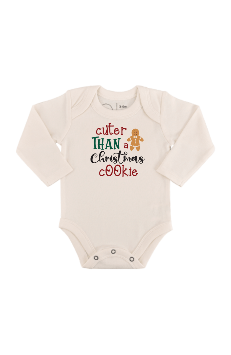 Finn + Emma Organic Baby Graphic Bodysuit | Christmas Cookie, Main, color, Off White