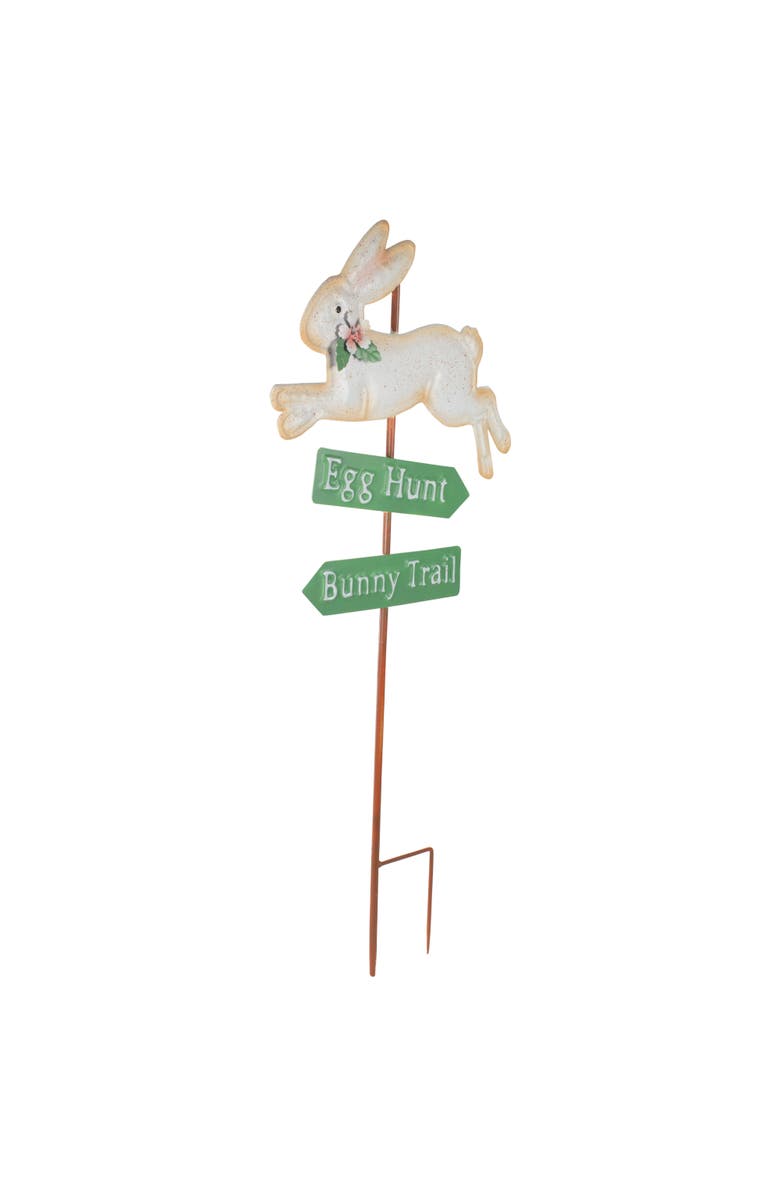 Northlight Easter Egg Hunt and Bunny Trail Outdoor Metal Spring Yard Stake - 25.5", Alternate, color, 