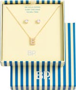 BP. Initial Pendant Necklace & Stud Earrings Set