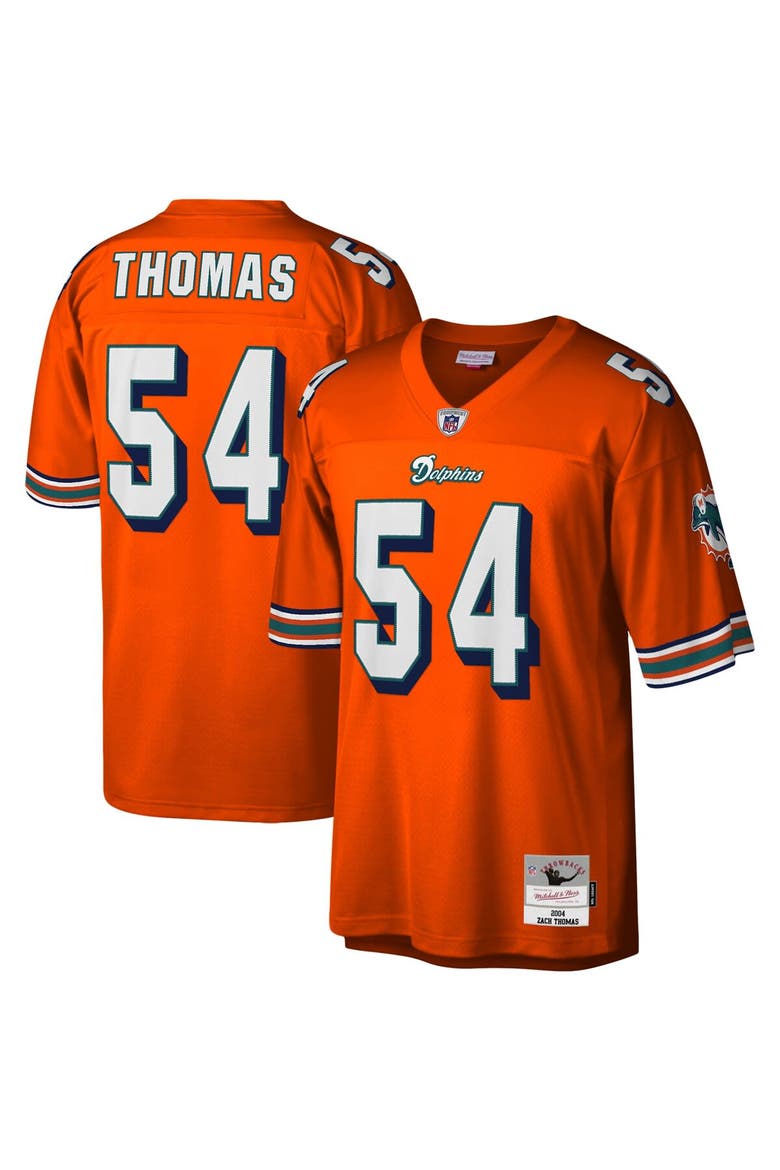 Men's Mitchell & Ness Zach Thomas Orange Miami Dolphins Legacy Replica Jersey, Main, color, Orange
