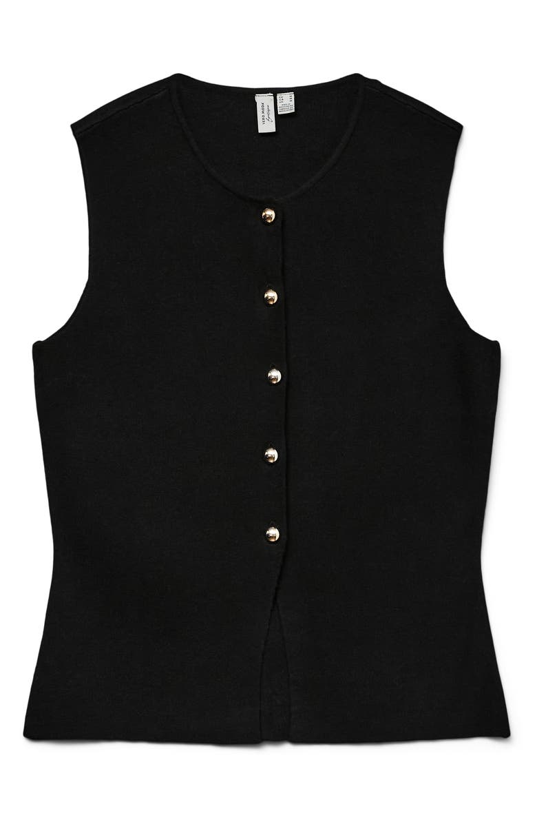 VERO MODA Saba Button Front Sweater Vest, Alternate, color, Black