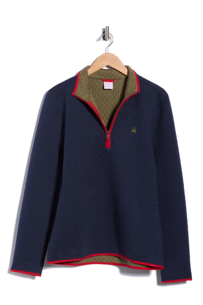 Diamond Quilted Half Zip Pullover, Main, color, NAVY