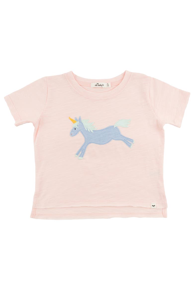 Unicorn Raw Edge T-Shirt, Main, color, Pale Pink