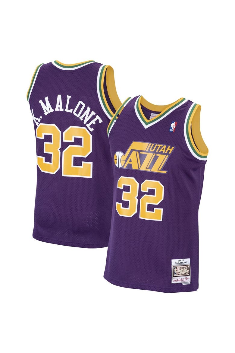 Men's Mitchell & Ness Karl Malone Purple Utah Jazz 1991/92 Hardwood Classics Swingman Jersey, Alternate, color, Purple