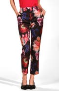Isaac Mizrahi New York Print Satin Straight Leg Pants