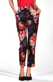 Isaac Mizrahi New York Print Satin Straight Leg Pants