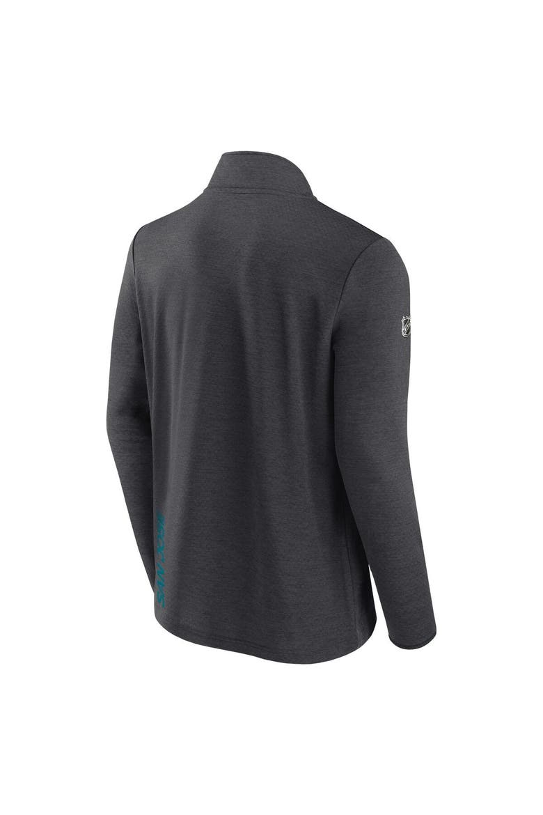 Men's Fanatics Branded Heather Charcoal San Jose Sharks Authentic Pro Rink Quarter-Zip Jacket, Alternate, color, Heather Charcoal