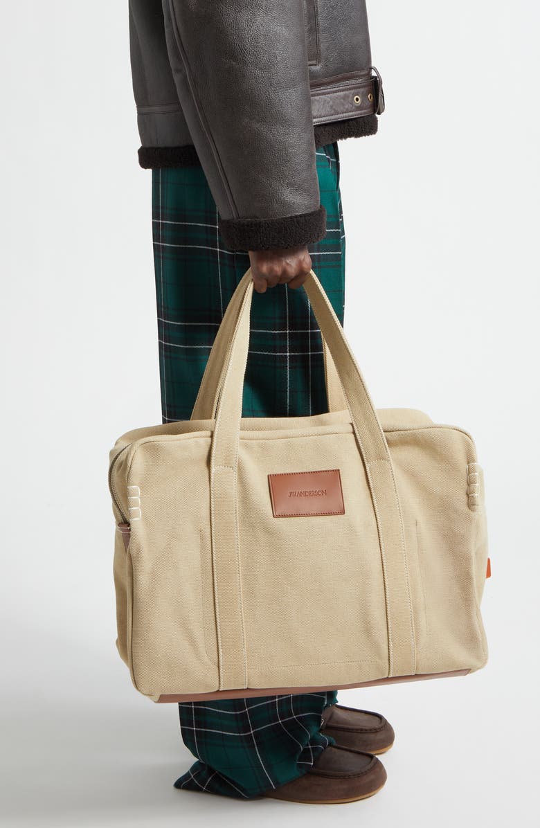 JW Anderson Cotton Canvas Weekend Bag, Alternate, color, Stone