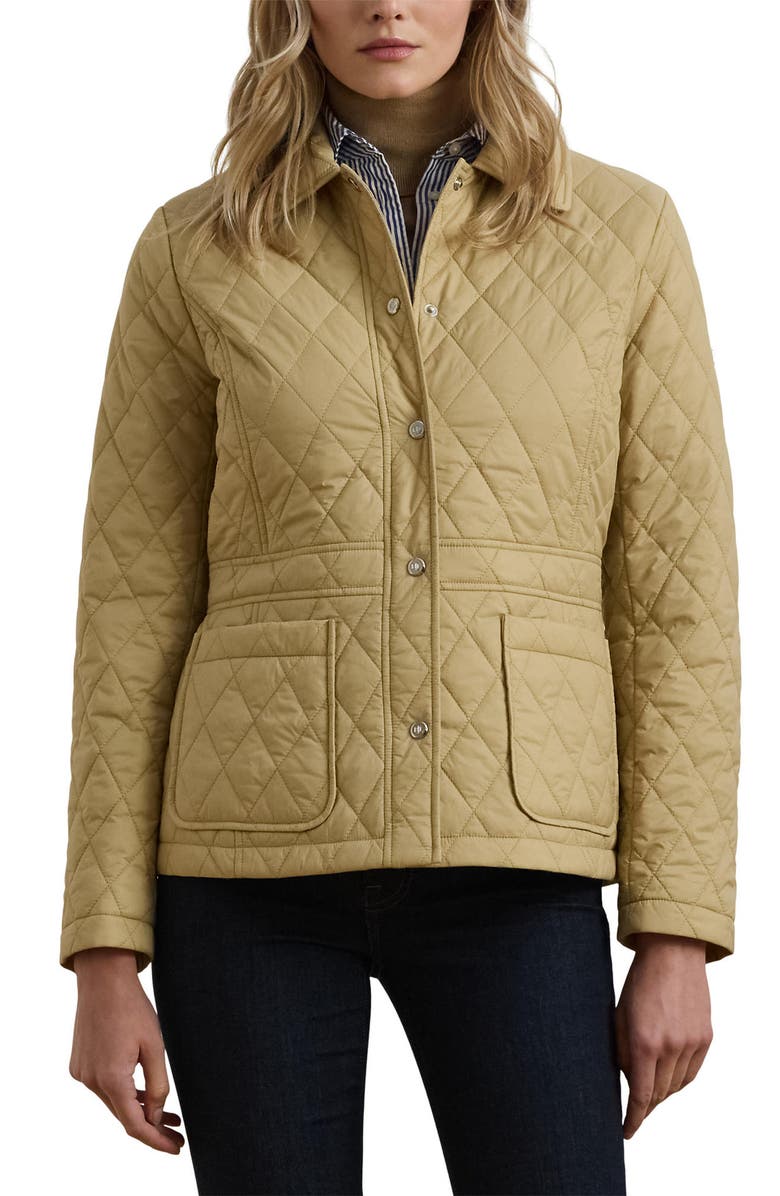 Lauren Ralph Lauren Diamond Quilted Snap-Front Jacket, Main, color, Sand Dune