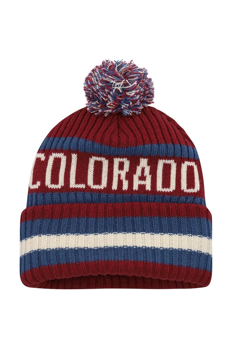Men's '47 Burgundy Colorado Avalanche Bering Cuffed Knit Hat with Pom, Alternate, color, Burgundy
