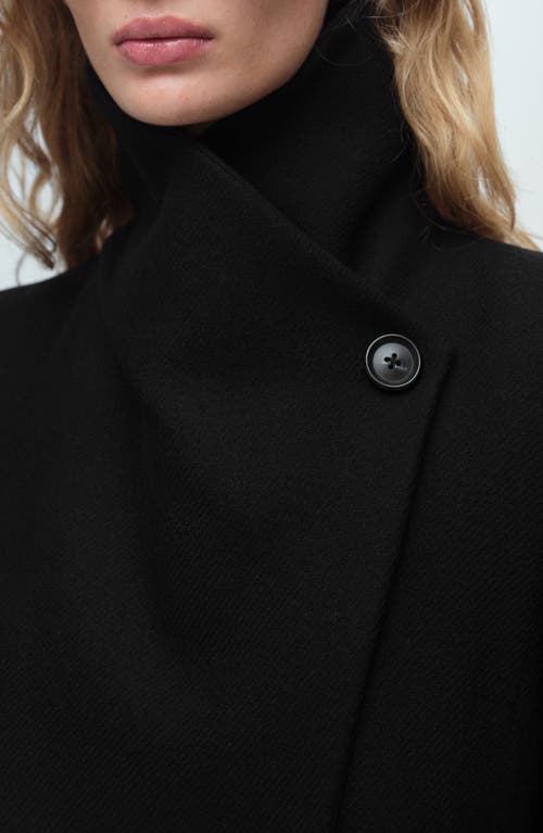 Shop Mango Wool Blend Coat In Black