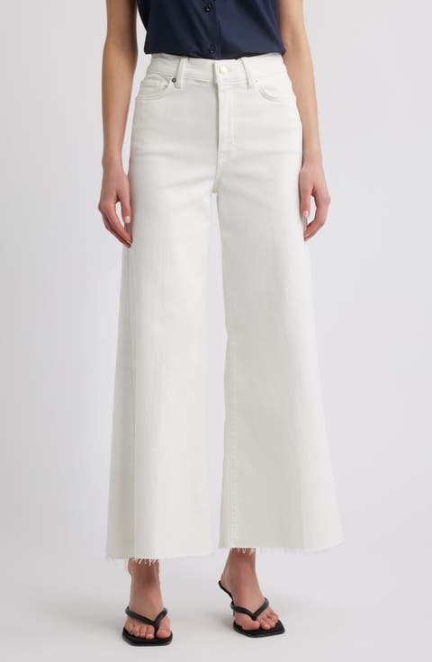 Le Palazzo Raw Hem Crop Wide Leg Jeans (Au Natural Clean Raw After)