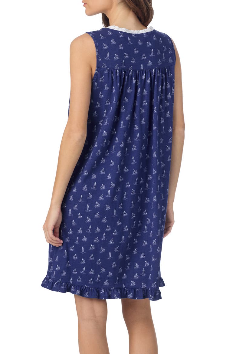Sleeveless Cotton Jersey Nightgown, Alternate, color, NAVY
