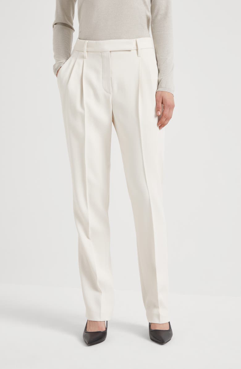 Brunello Cucinelli Cigarette trousers with monili, Alternate, color, 