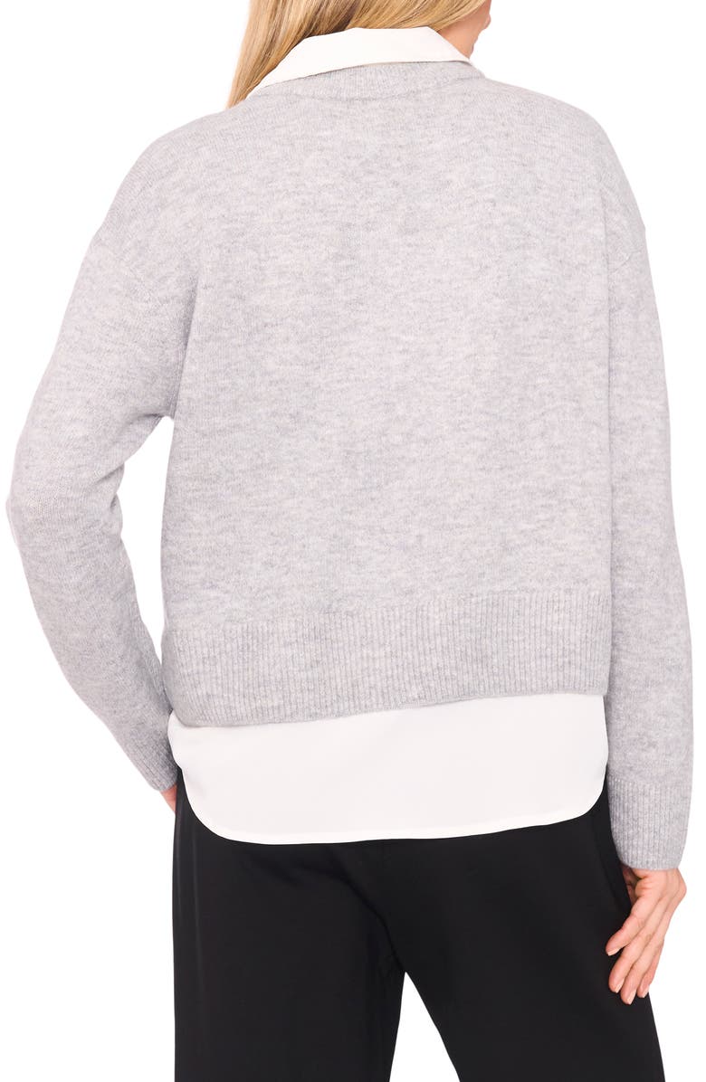 Halogen<sup>®</sup> Layered Look Sweater, Alternate, color, Light Heather Grey