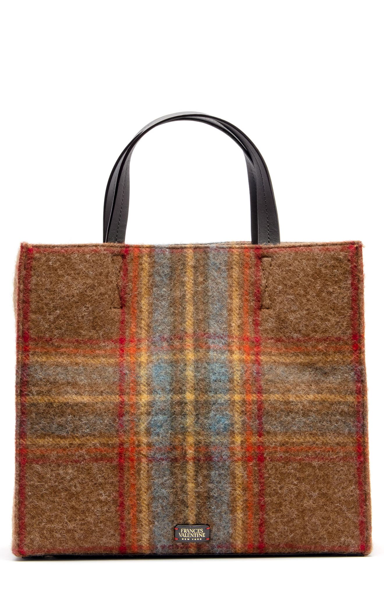 Frances Valentine Margot Wool Plaid Tote, Main, color, 
