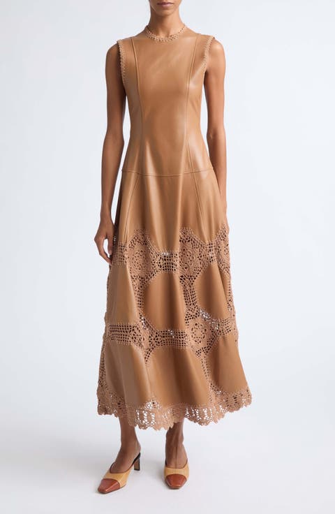 Ilana Crochet Leather Dress