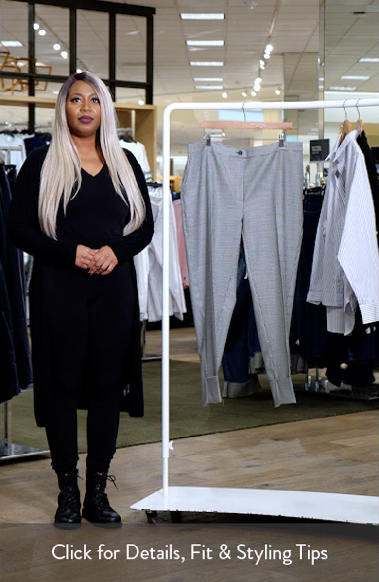 Houndstooth Stretch Virgin Wool Cuff Pants, sales video thumbnail