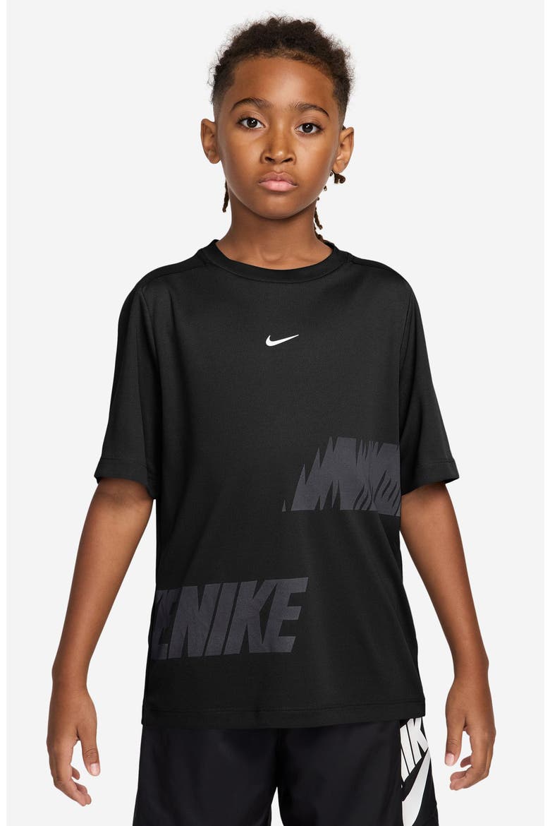 Kids' Dri-FIT Graphic T-Shirt, Main, color, BLACK/ WHITE