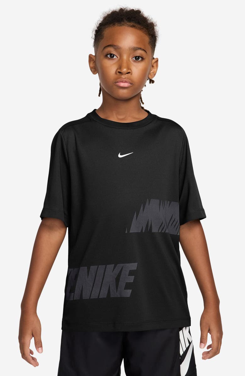 Nike Kids' Dri-FIT Graphic T-Shirt, Main, color, Black/ White