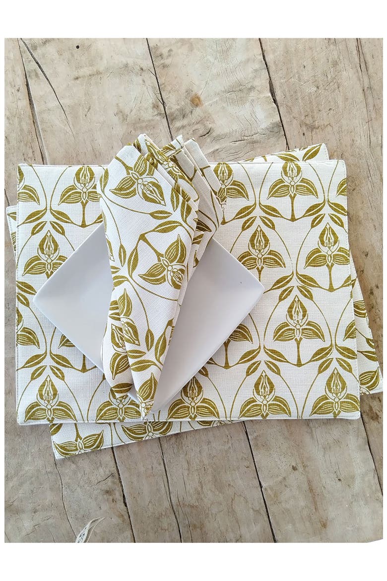 Orchid Set of 4 Placemats, Alternate, color, CHARTREUSE
