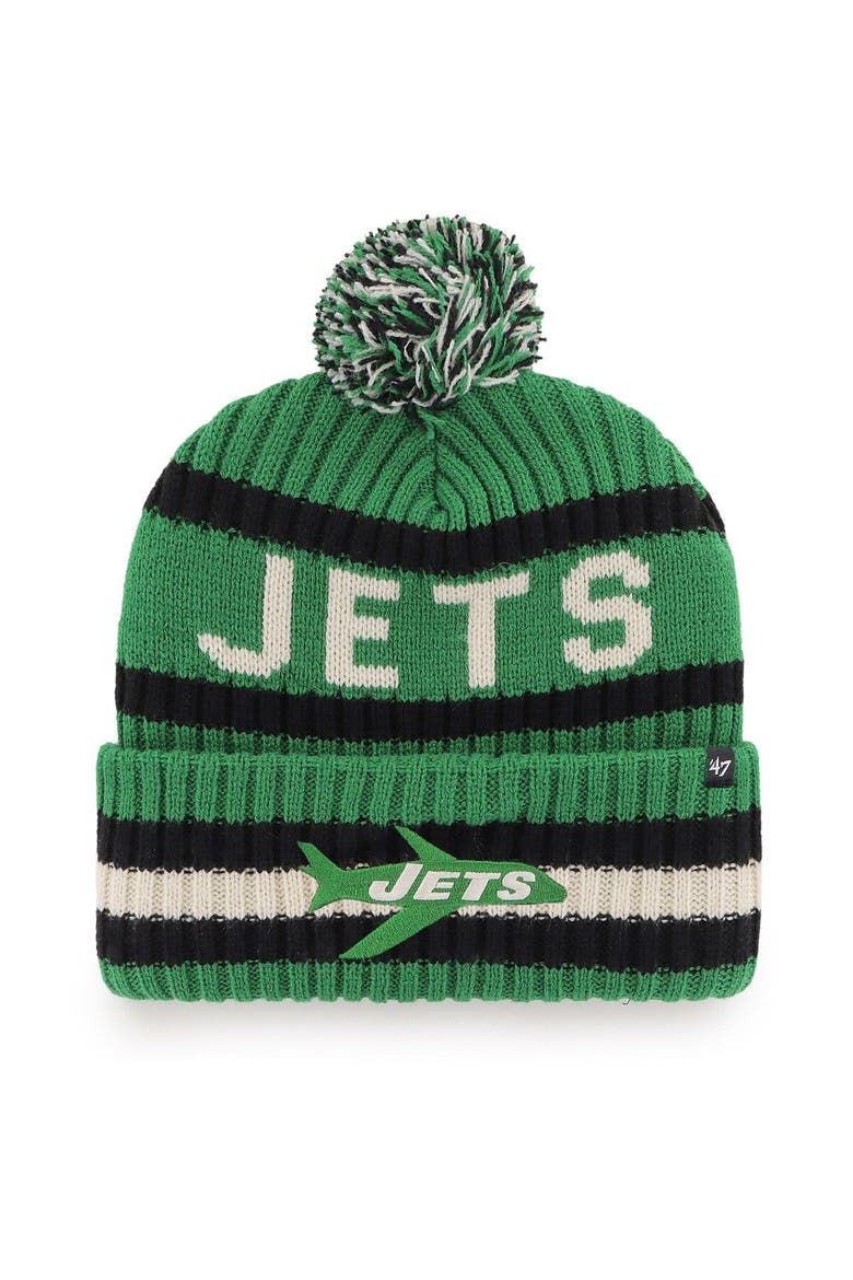 Men's '47 Kelly Green New York Jets Legacy Bering Cuffed Knit Hat with Pom, Alternate, color, Kelly Green