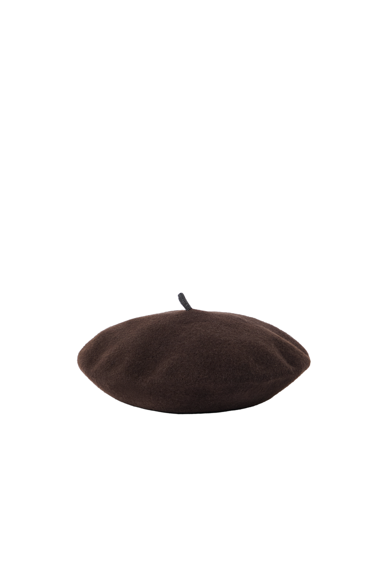 Wool beret with precious detail, Alternate, color, Cocoa