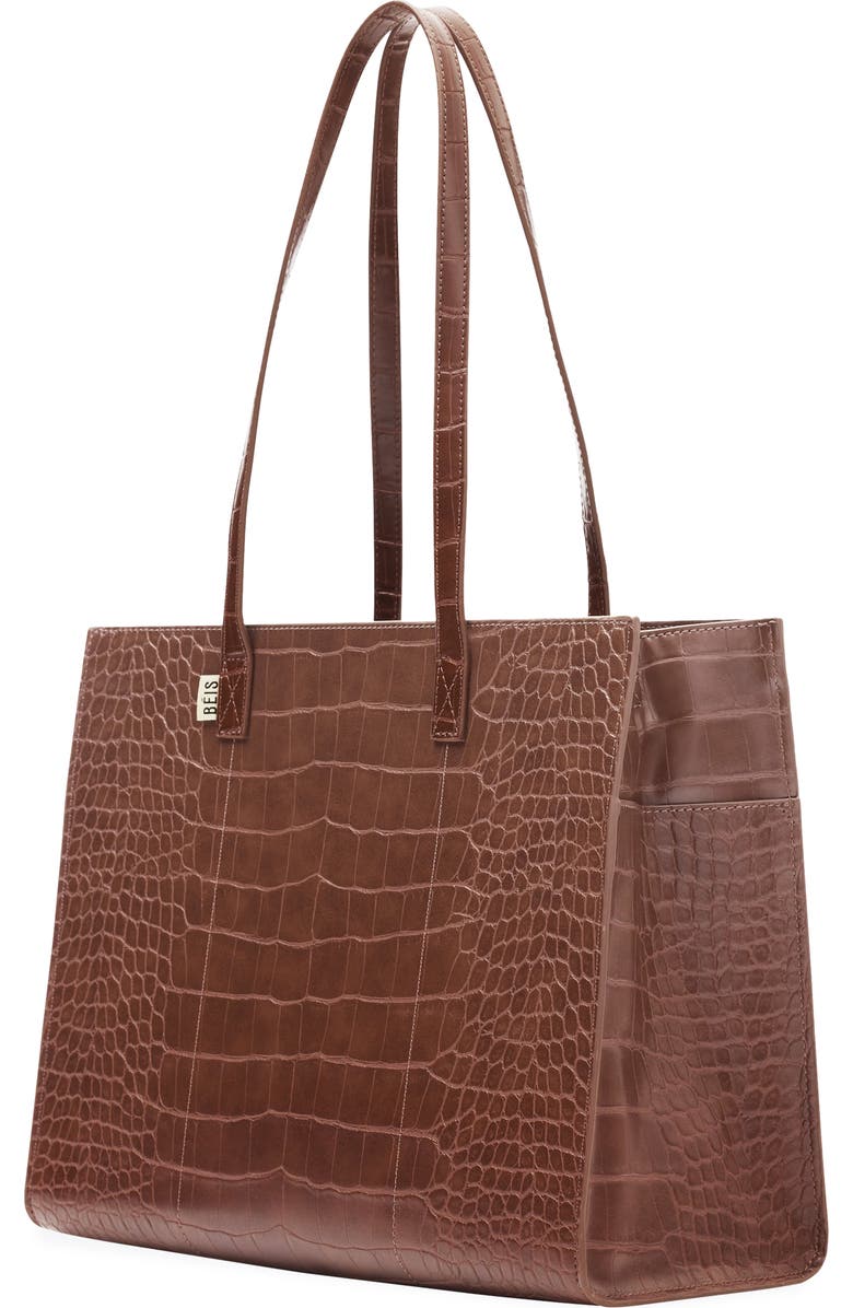 Béis Croc Embossed Work Tote, Alternate, color,