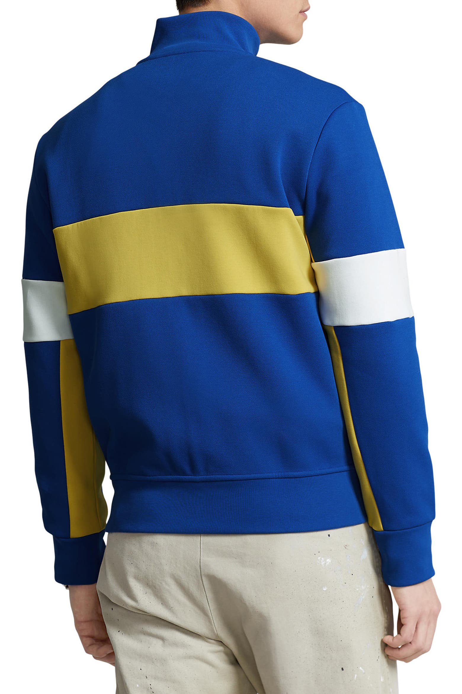 Block Track Logo Polo Ralph Lauren Colorblock Logo Embroidered Double Knit Mesh Track ...