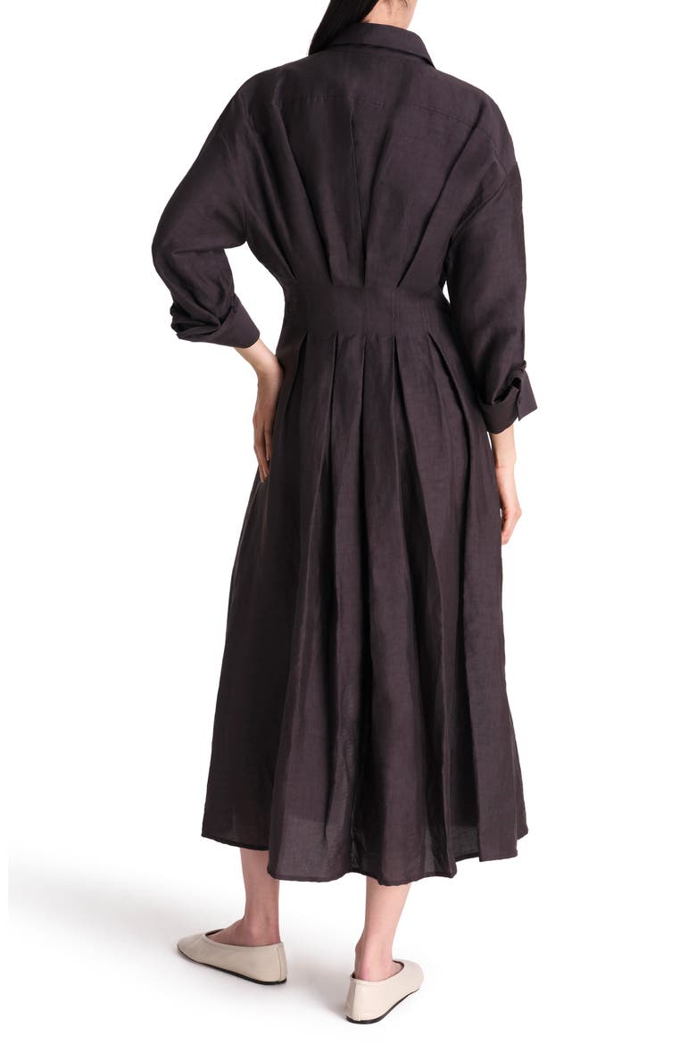 Pleated Maxi Shirtdress, Alternate, color, CHOCOLATE