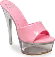 CHASE AND CHLOE Chase & Chloe Clear Platform Mule Sandal