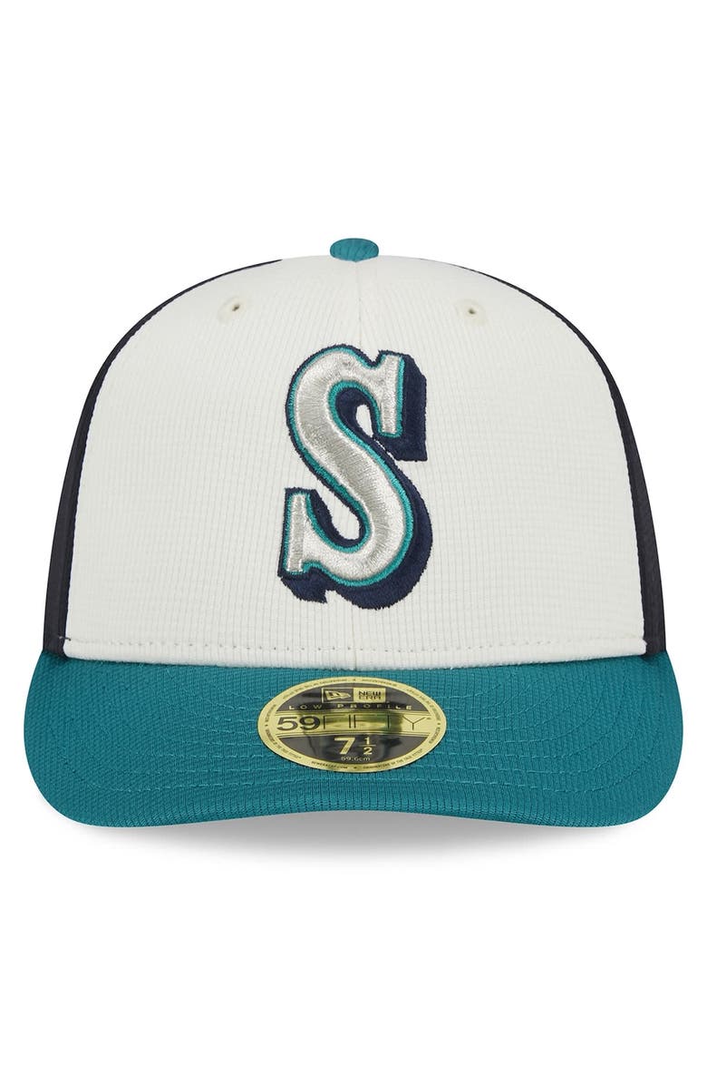 New Era Men's New Era Cream Seattle Mariners 2024 Batting Practice Low Profile 59FIFTY Fitted Hat, Alternate, color,