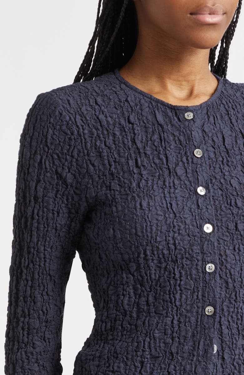 Veronica Beard Gillingham Cotton Blend Stretch Lace Cardigan, Alternate, color, Navy