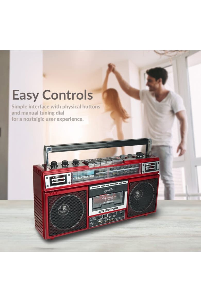 Retro Radio Speaker & Cassette Player Bluetooth, Alternate, color, Red