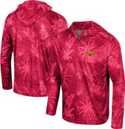 COLOSSEUM Men's Colosseum Cardinal Iowa State Cyclones Palms Printed Lightweight Quarter-Zip Hooded Top