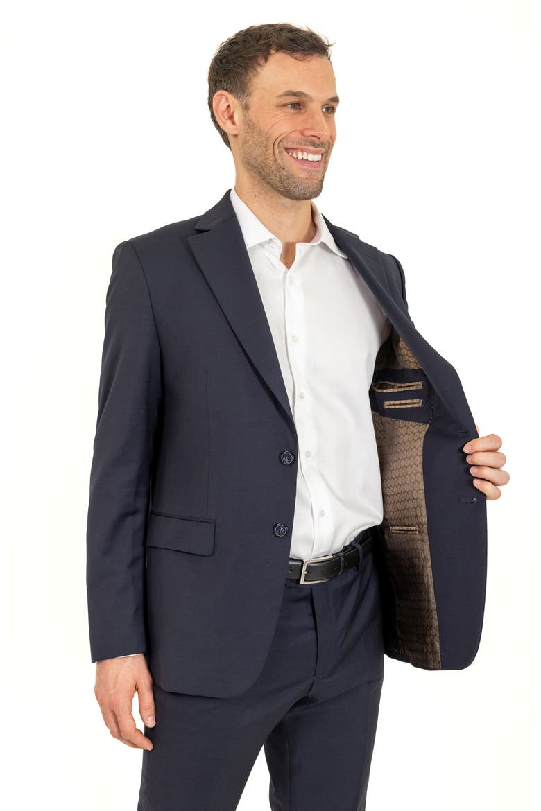 Trim Fit Wool Suit, Alternate, color, NAVY