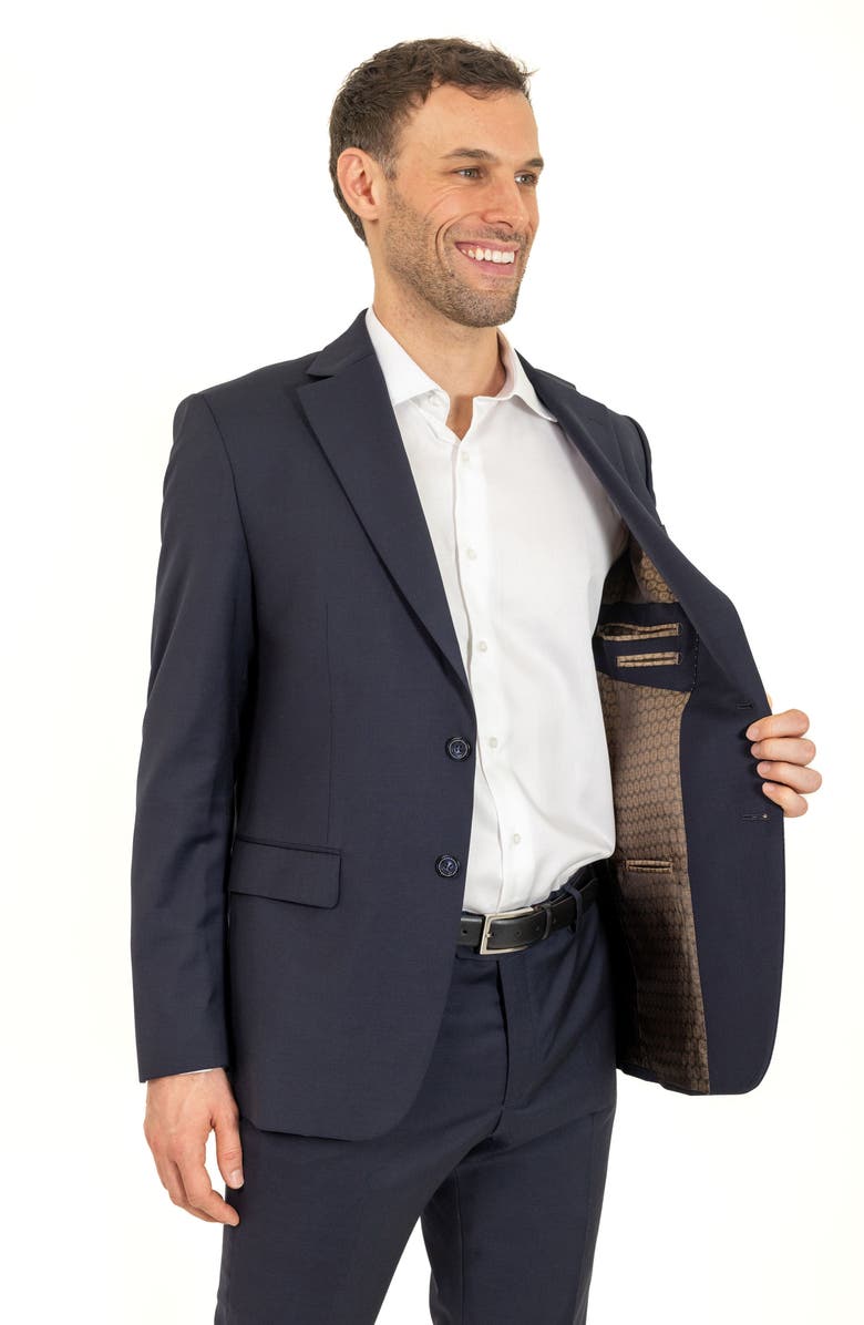 PinoPorte Trim Fit Wool Suit, Alternate, color, Navy